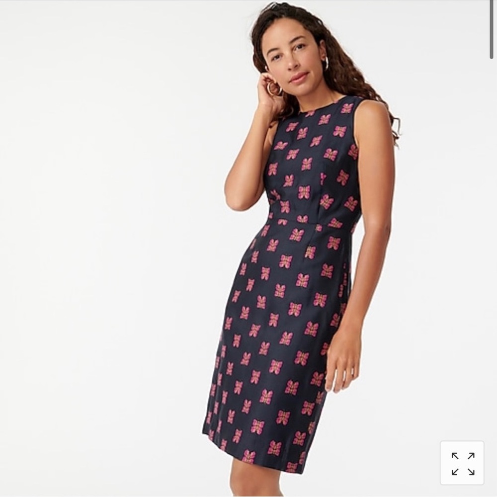 J.Crew , Size 12, Navy, Butterflies, Sheath dress in butterfly jacquard